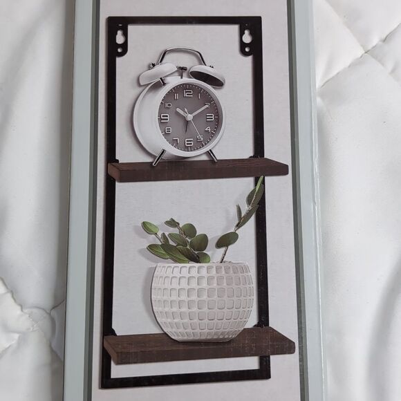 True Living 2 Tier Wall Shelf in Brown, NEW in Box. - Picture 3 of 4